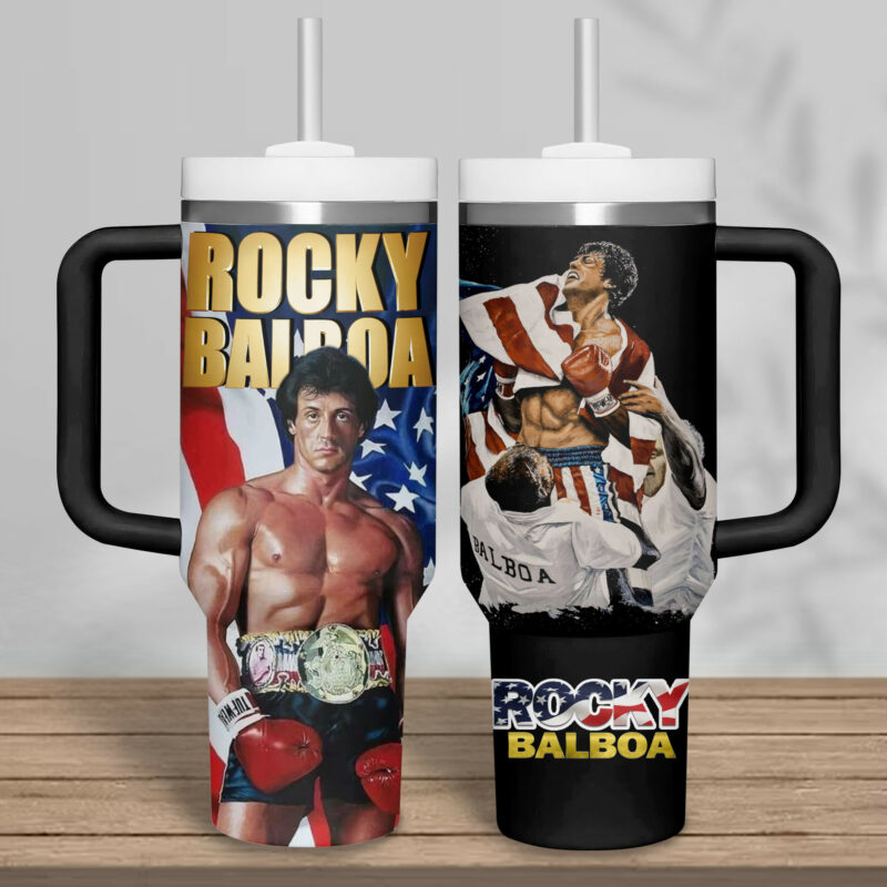 Rocky Balboa Movies Custom Stanley Quencher 40oz Stainless Steel Tumbler With Handle - Threewoofs - Image 4