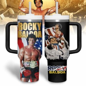Rocky Balboa Movies Custom Stanley Quencher 40oz Stainless Steel Tumbler With Handle - Threewoofs