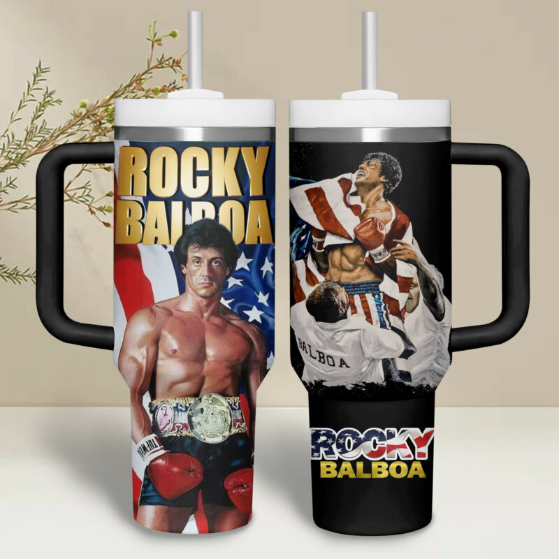 Rocky Balboa Movies Custom Stanley Quencher 40oz Stainless Steel Tumbler With Handle - Threewoofs - Image 3