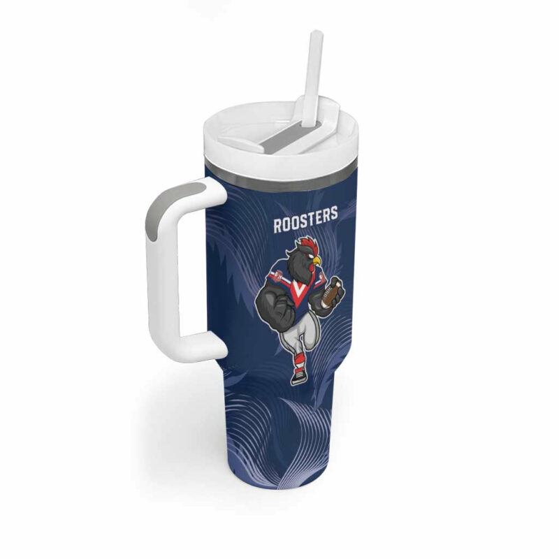 Roosters-Sea Eagles Rugby Half Grunge Style Custom Stanley Quencher 40oz Stainless Steel Tumbler With Handle - Threewoofs - Image 3
