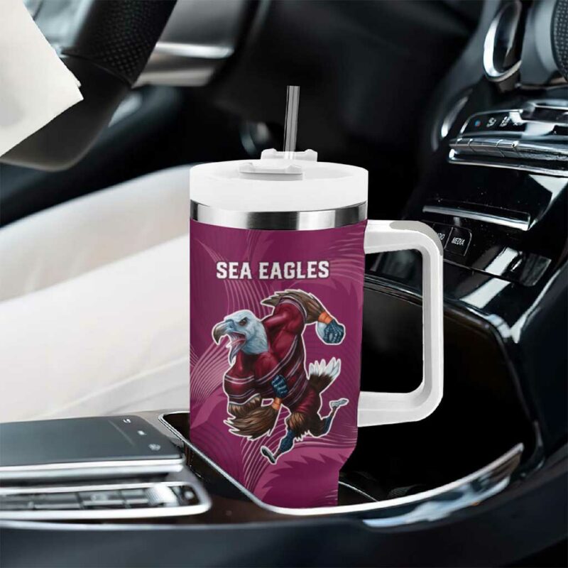 Roosters-Sea Eagles Rugby Half Grunge Style Custom Stanley Quencher 40oz Stainless Steel Tumbler With Handle - Threewoofs - Image 8