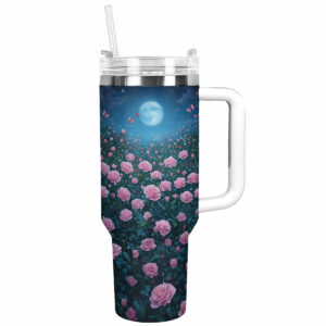 Rose Flower Garden Custom Stanley Quencher 40oz Stainless Steel Tumbler With Handle - Threewoofs