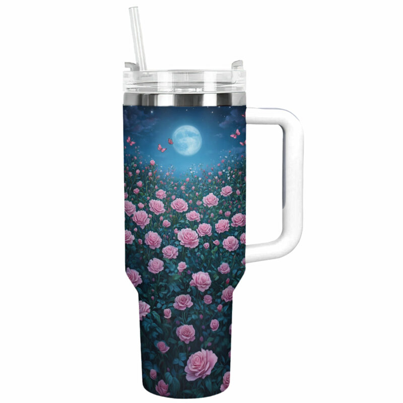 Rose Flower Garden Custom Stanley Quencher 40oz Stainless Steel Tumbler With Handle - Threewoofs