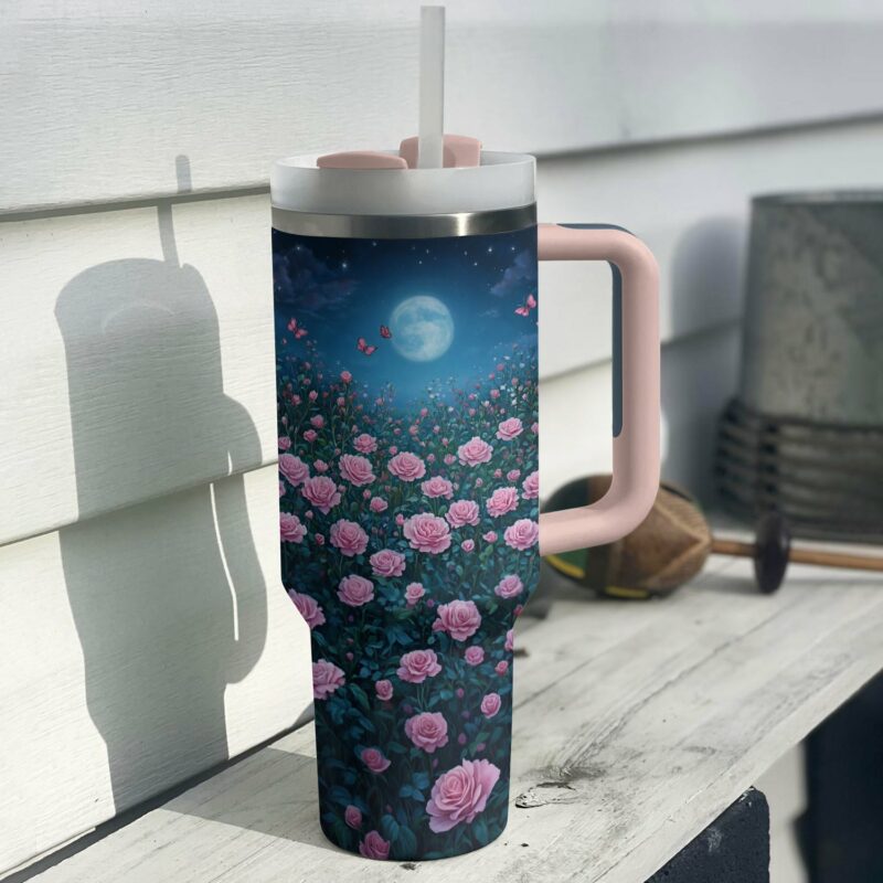 Rose Flower Garden Custom Stanley Quencher 40oz Stainless Steel Tumbler With Handle - Threewoofs - Image 3