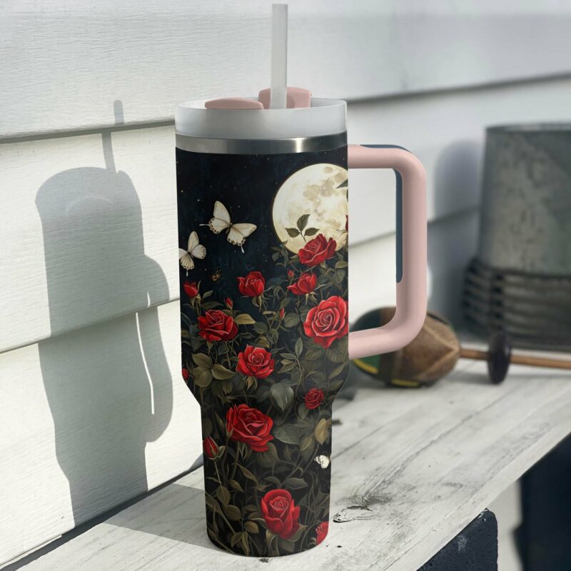 Rose Flower Garden Custom Stanley Quencher 40oz Stainless Steel Tumbler With Handle - Threewoofs - Image 2