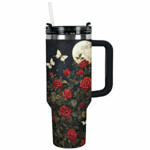 Rose Flower Garden Custom Stanley Quencher 40oz Stainless Steel Tumbler With Handle - Threewoofs