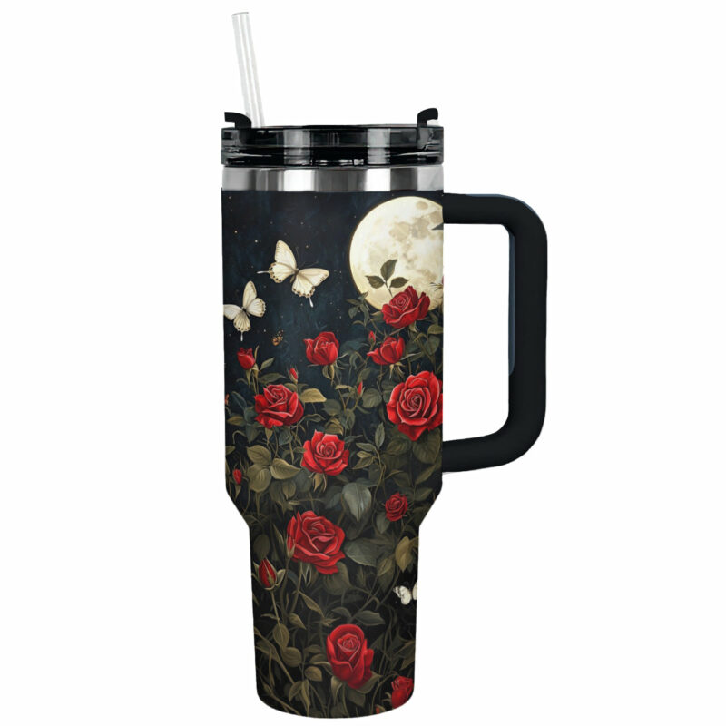 Rose Flower Garden Custom Stanley Quencher 40oz Stainless Steel Tumbler With Handle - Threewoofs