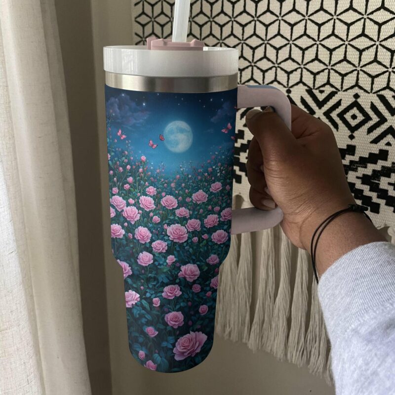 Rose Flower Garden Custom Stanley Quencher 40oz Stainless Steel Tumbler With Handle - Threewoofs - Image 4