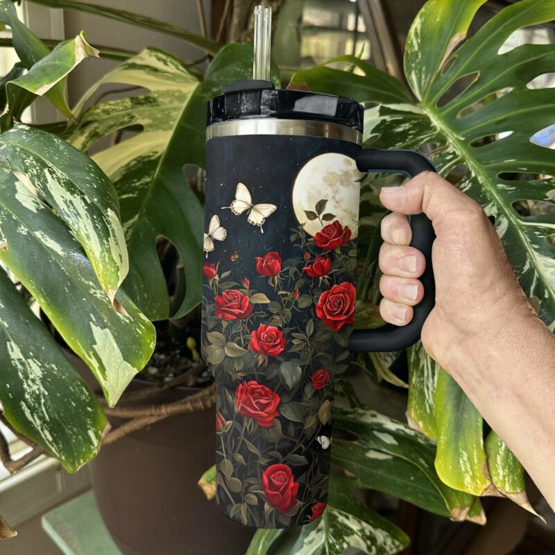 Rose Flower Garden Custom Stanley Quencher 40oz Stainless Steel Tumbler With Handle - Threewoofs - Image 4