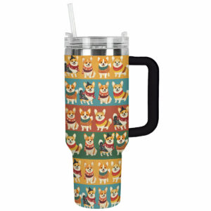 Royal Corgis Christmas Custom Stanley Quencher 40oz Stainless Steel Tumbler With Handle - Threewoofs