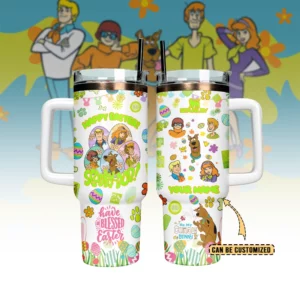 Scooby-Doo x Happy Easter Cartoon Custom Stanley Quencher 40oz Stainless Steel Tumbler With Handle - Threewoofs
