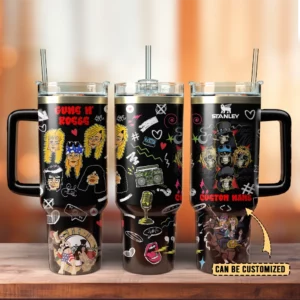 Guns N‚Äô Roses Music Custom Stanley Quencher 40oz Stainless Steel Tumbler With Handle - Threewoofs