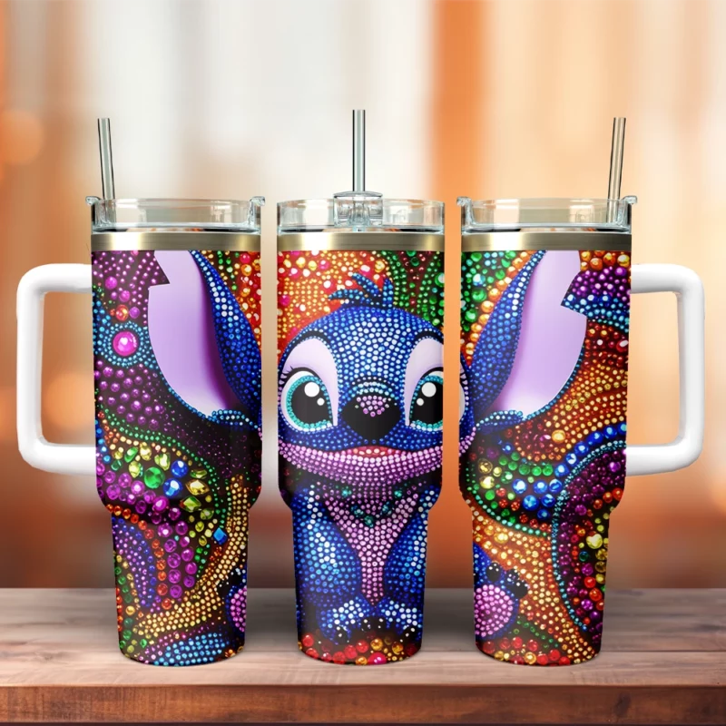Lilo And Stitch Cartoon Custom Stanley Quencher 40oz Stainless Steel Tumbler With Handle - Threewoofs - Image 2