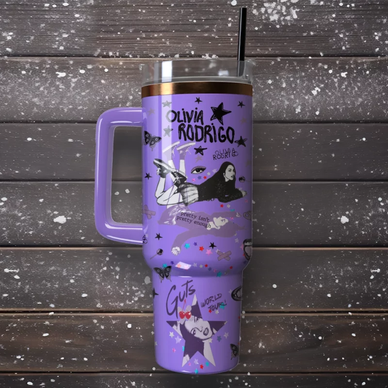 Olivia Rodrigo Music Custom Stanley Quencher 40oz Stainless Steel Tumbler With Handle - Threewoofs - Image 4