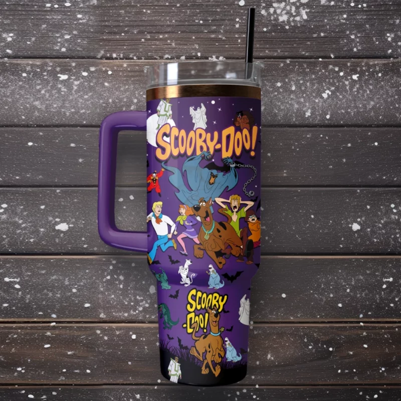 Scooby-Doo Cartoon Custom Stanley Quencher 40oz Stainless Steel Tumbler With Handle - Threewoofs - Image 2