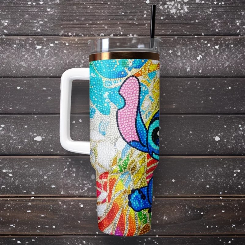 Lilo And Stitch Cartoon Custom Stanley Quencher 40oz Stainless Steel Tumbler With Handle - Threewoofs - Image 3