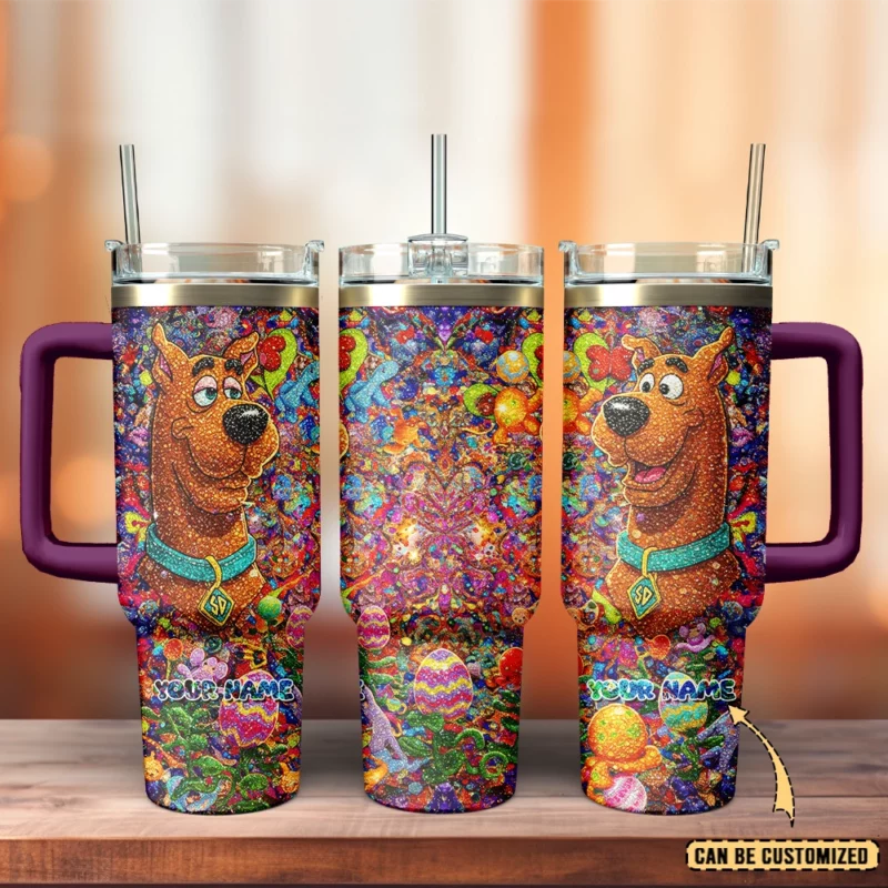 Scooby-Doo x Happy Easter Cartoon Custom Stanley Quencher 40oz Stainless Steel Tumbler With Handle - Threewoofs - Image 2