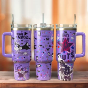 Olivia Rodrigo Music Custom Stanley Quencher 40oz Stainless Steel Tumbler With Handle - Threewoofs