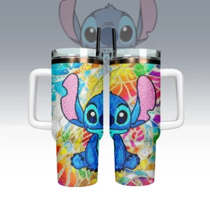 Lilo And Stitch Cartoon Custom Stanley Quencher 40oz Stainless Steel Tumbler With Handle - Threewoofs
