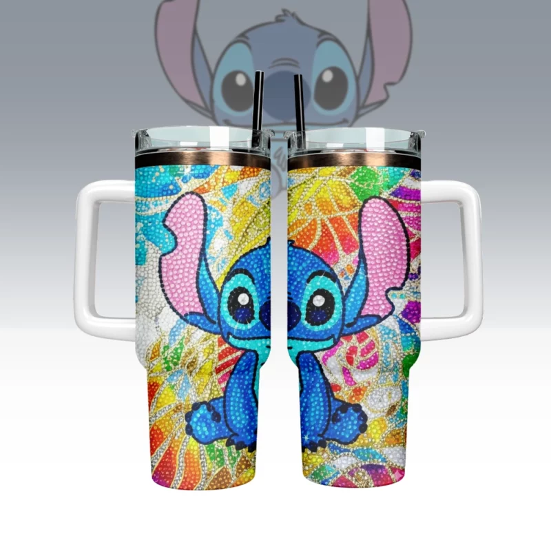 Lilo And Stitch Cartoon Custom Stanley Quencher 40oz Stainless Steel Tumbler With Handle - Threewoofs
