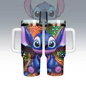 Lilo And Stitch Cartoon Custom Stanley Quencher 40oz Stainless Steel Tumbler With Handle - Threewoofs