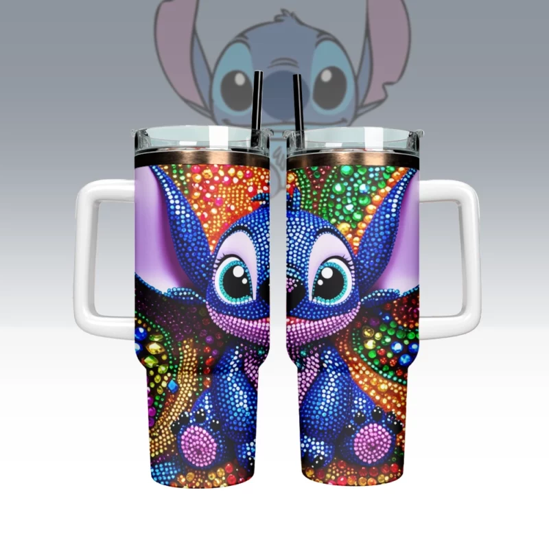 Lilo And Stitch Cartoon Custom Stanley Quencher 40oz Stainless Steel Tumbler With Handle - Threewoofs