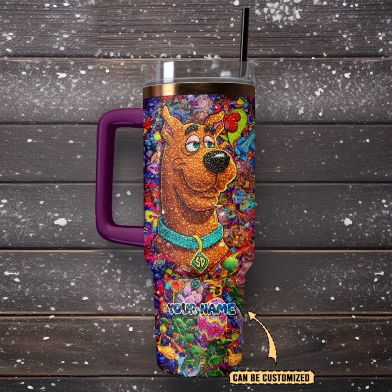 Scooby-Doo x Happy Easter Cartoon Custom Stanley Quencher 40oz Stainless Steel Tumbler With Handle - Threewoofs - Image 3