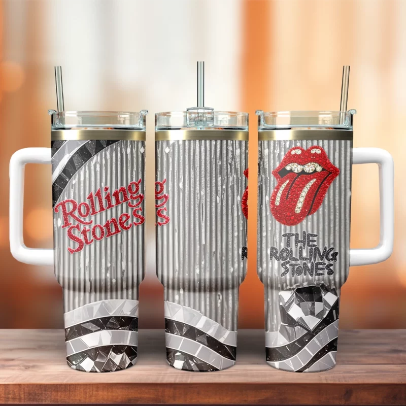 The Rolling Stones Music Custom Stanley Quencher 40oz Stainless Steel Tumbler With Handle - Threewoofs - Image 3