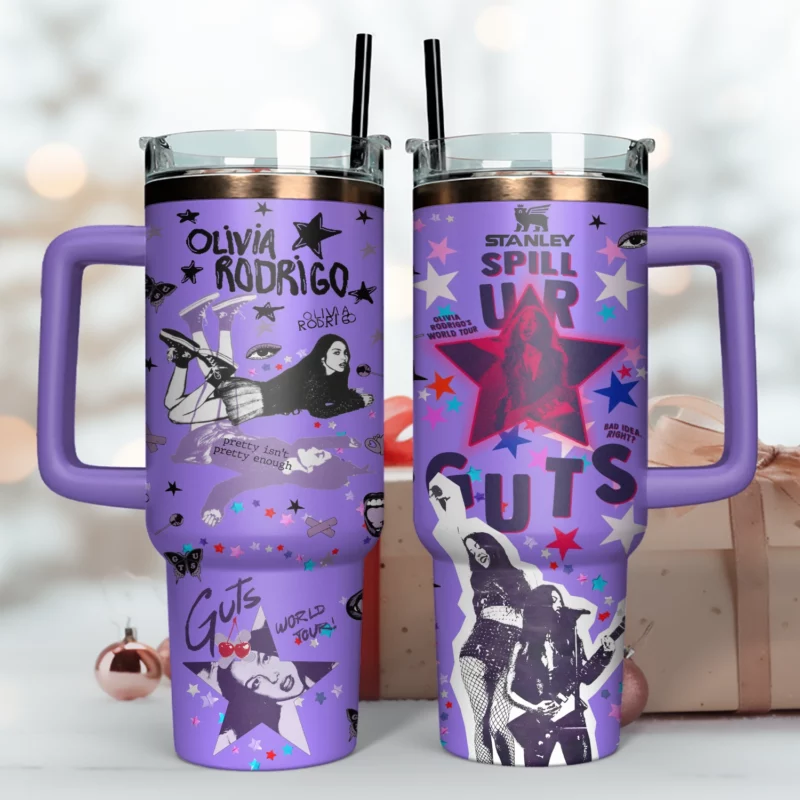 Olivia Rodrigo Music Custom Stanley Quencher 40oz Stainless Steel Tumbler With Handle - Threewoofs - Image 3
