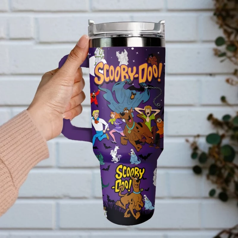 Scooby-Doo Cartoon Custom Stanley Quencher 40oz Stainless Steel Tumbler With Handle - Threewoofs - Image 4