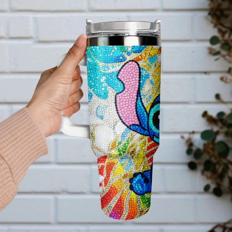 Lilo And Stitch Cartoon Custom Stanley Quencher 40oz Stainless Steel Tumbler With Handle - Threewoofs - Image 4