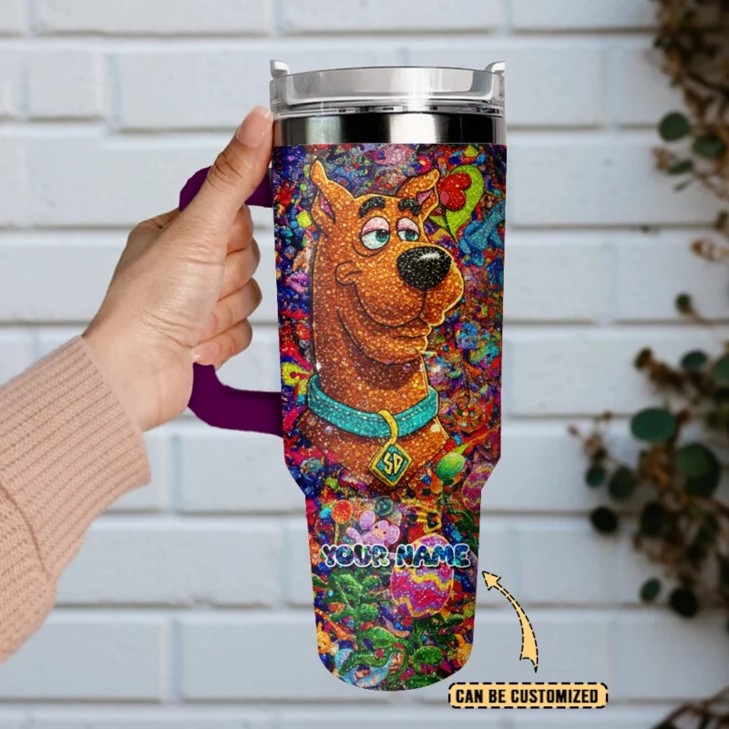 Scooby-Doo x Happy Easter Cartoon Custom Stanley Quencher 40oz Stainless Steel Tumbler With Handle - Threewoofs - Image 4