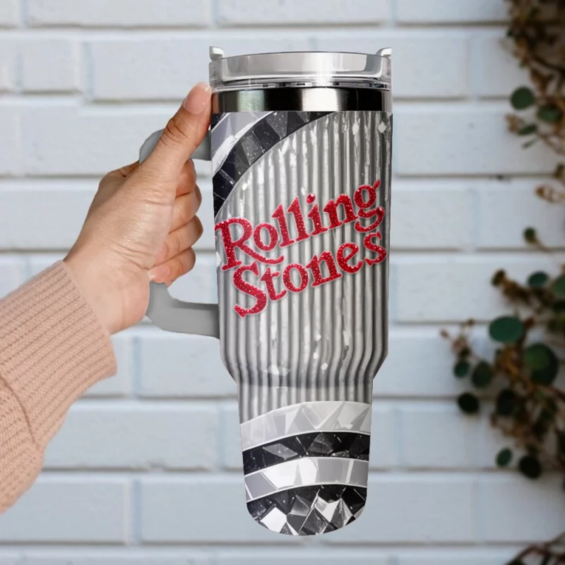 The Rolling Stones Music Custom Stanley Quencher 40oz Stainless Steel Tumbler With Handle - Threewoofs - Image 4