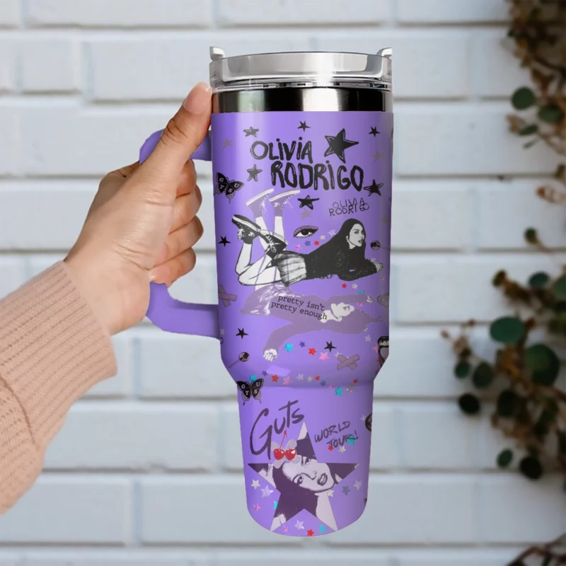 Olivia Rodrigo Music Custom Stanley Quencher 40oz Stainless Steel Tumbler With Handle - Threewoofs - Image 2