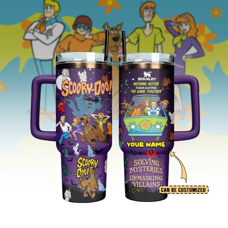 Scooby-Doo Cartoon Custom Stanley Quencher 40oz Stainless Steel Tumbler With Handle - Threewoofs