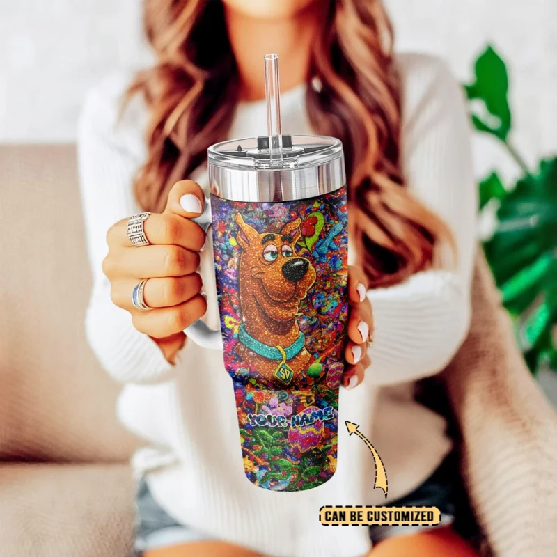 Scooby-Doo x Happy Easter Cartoon Custom Stanley Quencher 40oz Stainless Steel Tumbler With Handle - Threewoofs - Image 5