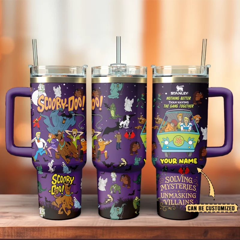 Scooby-Doo Cartoon Custom Stanley Quencher 40oz Stainless Steel Tumbler With Handle - Threewoofs - Image 5