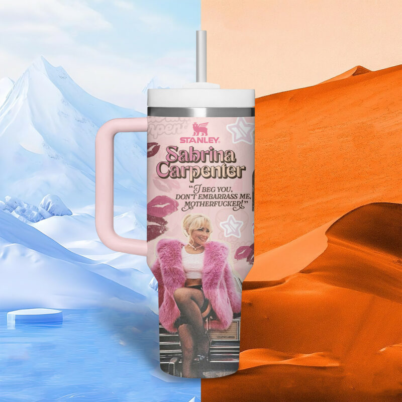 Sabrina Carpenter Music Custom Stanley Quencher 40oz Stainless Steel Tumbler With Handle - Threewoofs - Image 5