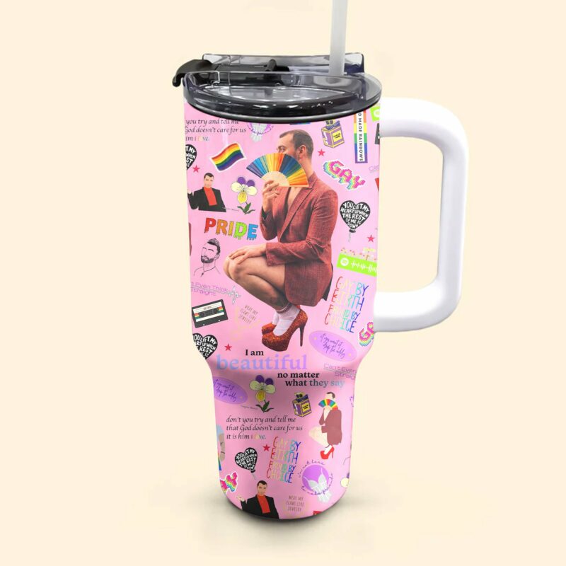 Sam Smith Music Custom Stanley Quencher 40oz Stainless Steel Tumbler With Handle - Threewoofs - Image 4