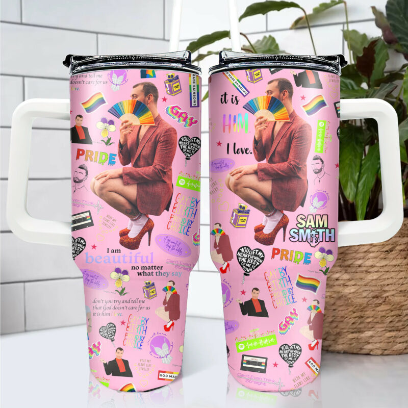 Sam Smith Music Custom Stanley Quencher 40oz Stainless Steel Tumbler With Handle - Threewoofs - Image 5