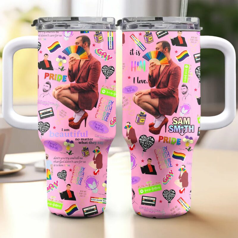 Sam Smith Music Custom Stanley Quencher 40oz Stainless Steel Tumbler With Handle - Threewoofs - Image 2