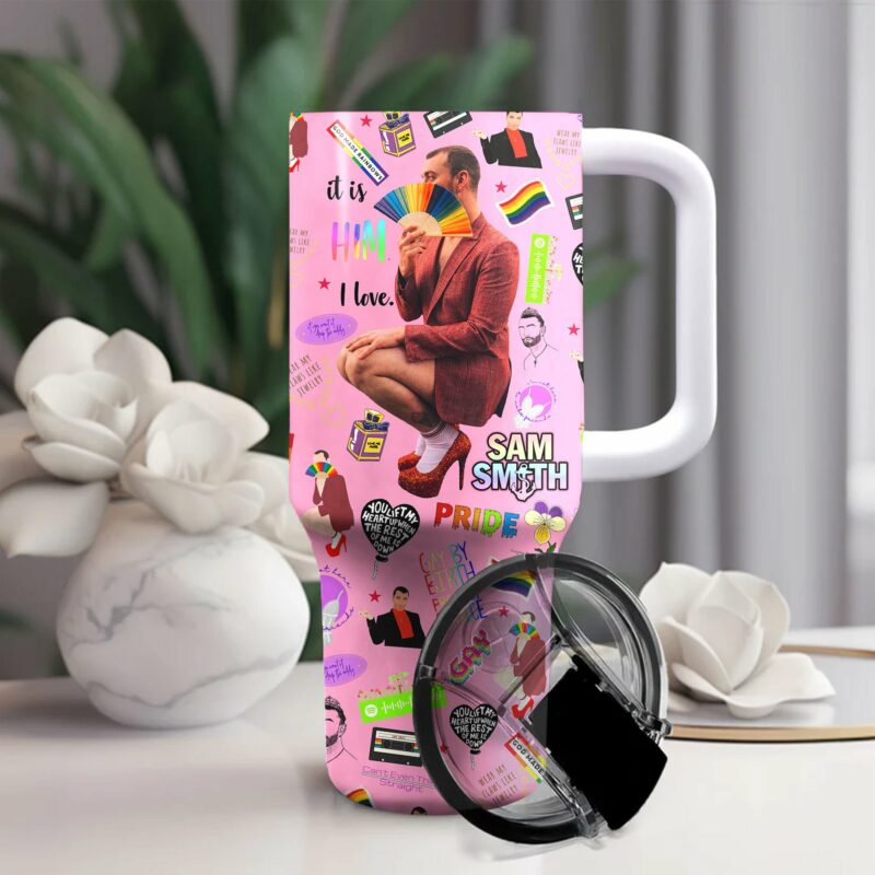 Sam Smith Music Custom Stanley Quencher 40oz Stainless Steel Tumbler With Handle - Threewoofs - Image 3