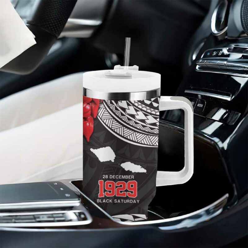 Samoa Black Saturday Samoa mo Samoa with Black Ula Fala Custom Stanley Quencher 40oz Stainless Steel Tumbler With Handle - Threewoofs - Image 8