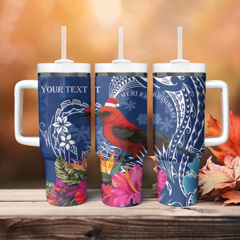 Samoa Christmas Cardinal Honeyeater Mix Siapo Custom Stanley Quencher 40oz Stainless Steel Tumbler With Handle - Threewoofs - Image 4
