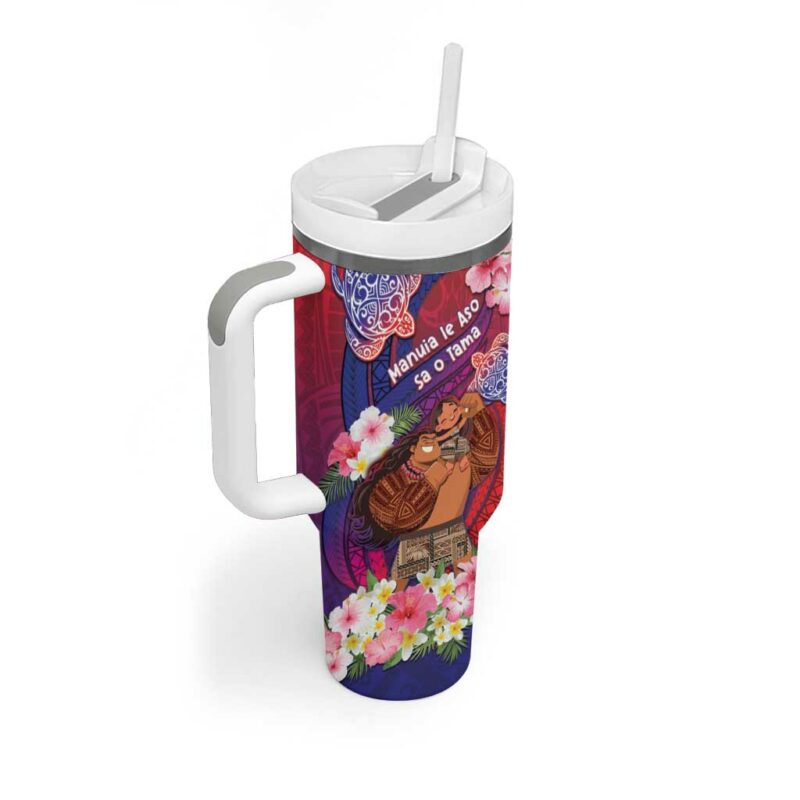 Samoa Father‚Äôs Day Custom Stanley Quencher 40oz Stainless Steel Tumbler With Handle - Threewoofs - Image 2