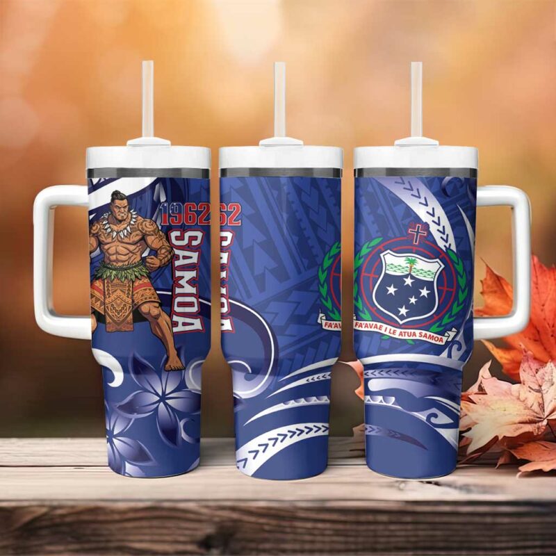 Samoa Independence Day Custom Stanley Quencher 40oz Stainless Steel Tumbler With Handle - Threewoofs - Image 4