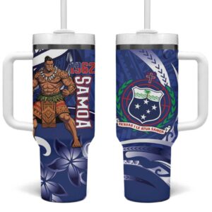 Samoa Independence Day Custom Stanley Quencher 40oz Stainless Steel Tumbler With Handle - Threewoofs