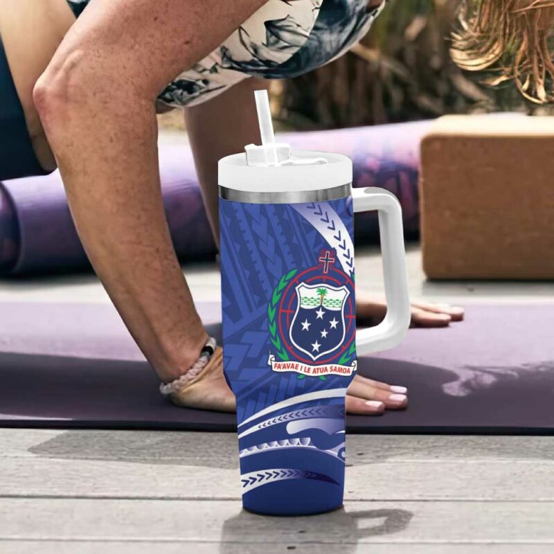 Samoa Independence Day Custom Stanley Quencher 40oz Stainless Steel Tumbler With Handle - Threewoofs - Image 6