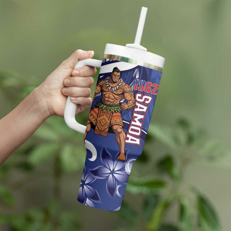 Samoa Independence Day Custom Stanley Quencher 40oz Stainless Steel Tumbler With Handle - Threewoofs - Image 3
