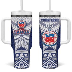 Samoa Rugby 2023 Pacific Championships Polynesian Custom Stanley Quencher 40oz Stainless Steel Tumbler With Handle - Threewoofs